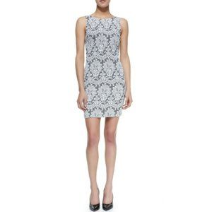 Alice + Olivia Donovan Lace Fitted Sleeveless Gray Mini Sheath Dress